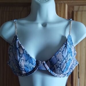 Blue Snake Print Women's Bra